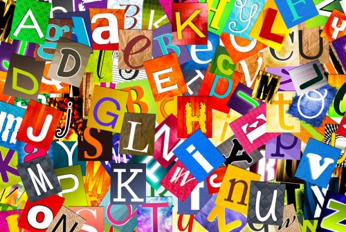 alphabet multicolore - mélange de lettres - 900452557
