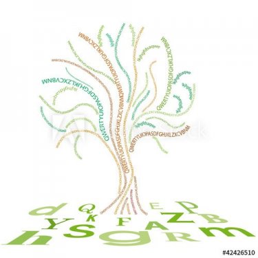 Abstract tree with letters # Vector - 900452610