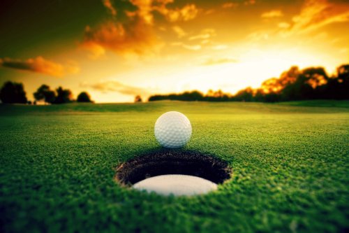 Golf Ball near hole - 900453016