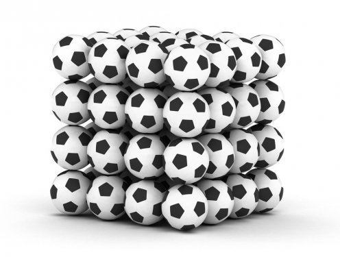 Stack of football soccer balls - 900453041