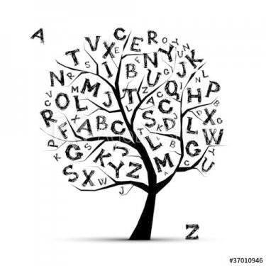 Art tree with letters of alphabet  for your design - 900453070