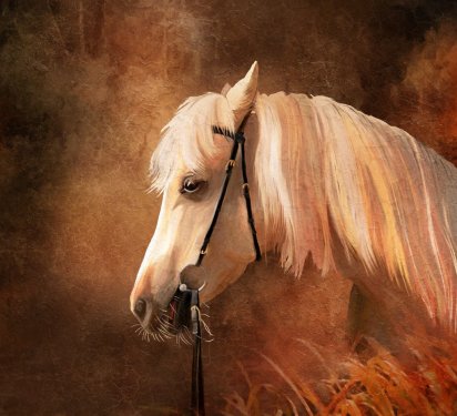 Horse portrait. Simulation of old oil painting style - 900458888