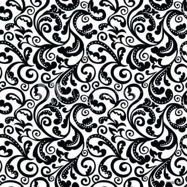 black and white floral seamless pattern - 900461516