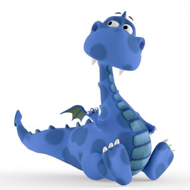 dino blue dragon baby sitting down - 900462649