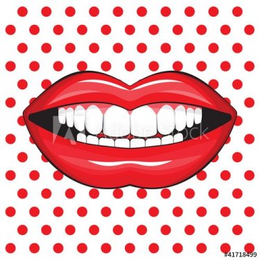 glossy female lips pop art - 900462753