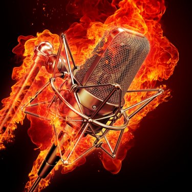 professional studio microphone & fire