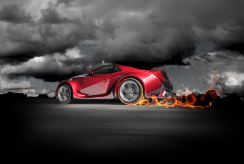 Sports car burnout. Original car design. - 900464353