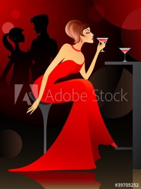 Woman having cocktail at the bar - 900468059