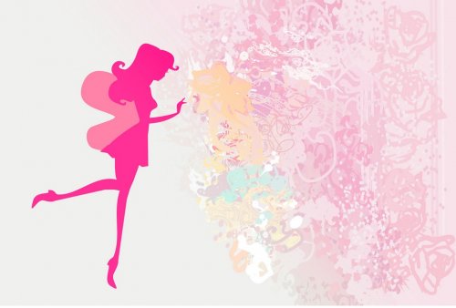 floral background with a beautiful fairy - 900469375