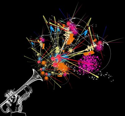 trumpet with colorful abstract decoration - 900472321