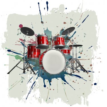 Drum kit on grunge background