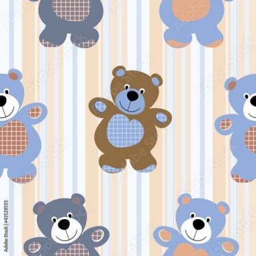 Vector seamless pattern of a toy teddy bear