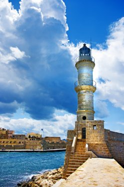 old light house in Chania port - Crete,Greece - 900590359