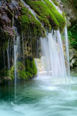 The beautiful waterfall in forest, spring,  long exposure - 900634834