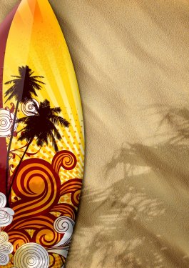 Surfboards on sand color background with space - 900801802