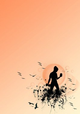 Fitness girl background with space