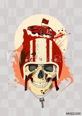 Racing design template with skull. - 900868377