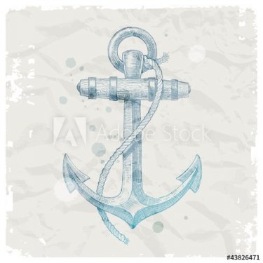 Hand drawn anchor on grunge paper background - 900882288