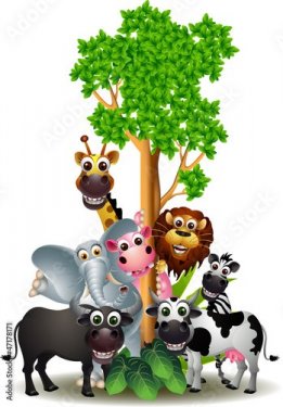 various funny cartoon safari animal - 900949464