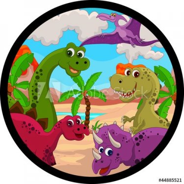 funny dinosaur cartoon set