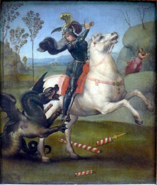 Saint George Struggling with the Dragon par Raphael - 901137594