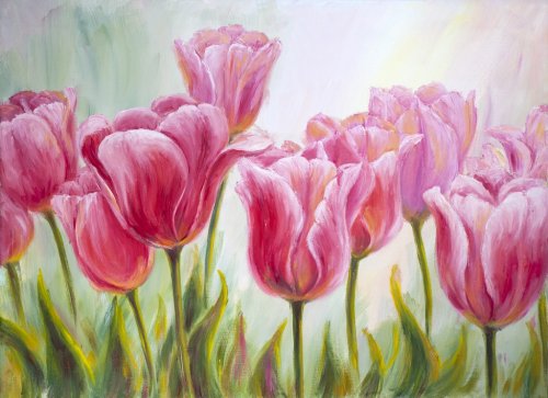 Tulips, oil painting on canvas - 901138120