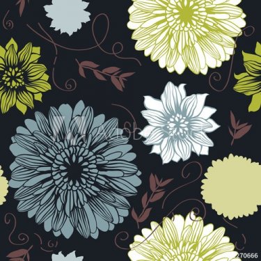 Vector background with hand drawn flowers. (Seamless Pattern) - 901138620
