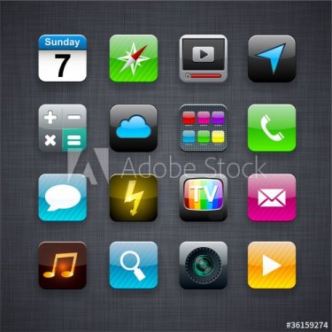 Square modern app icons.