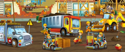 On the construction site - illustration for the children - 901138937