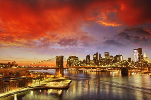 New York City - Manhattan skyline at winter sunset