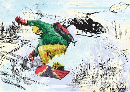 snowboarder - hand drawing - 901139653