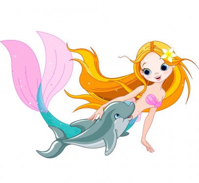 Cute Mermaid and dolphin