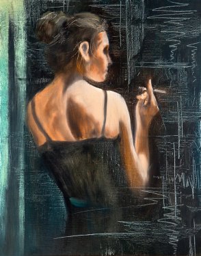 Portrait of the woman with a cigarette - 901140444
