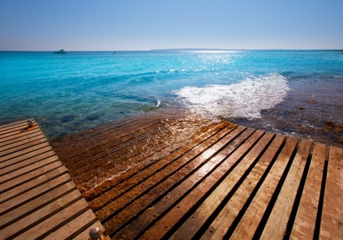 Formentera Mitjorn  beach with turquoise Mediterranean - 901141381
