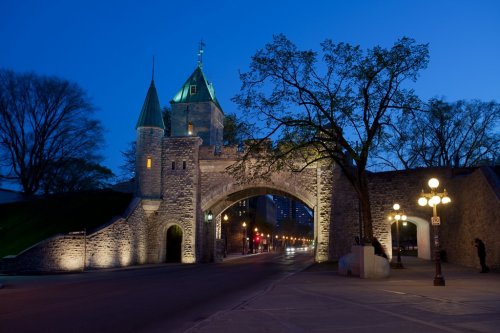 Quebec  City fortified wall at dusk