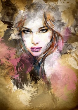 Beautiful woman face. watercolor illustration - 901141776