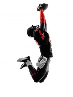 american football player catching ball  silhouette - 901141870