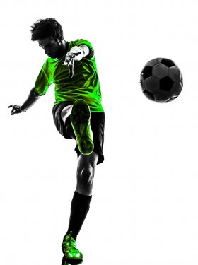 soccer football player young man kicking silhouette - 901141875