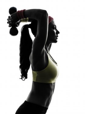 woman exercising fitness workout  silhouette - 901141926