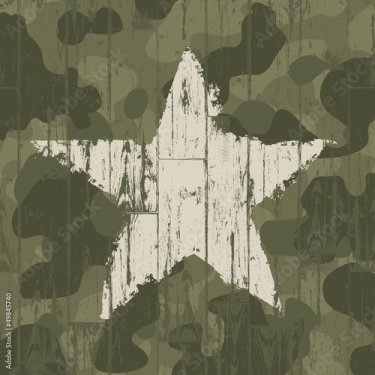 Military camouflage background with star. Vector, EPS10. - 901142101