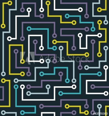 Seamless color electronic pattern. Vector illustration - 901142432