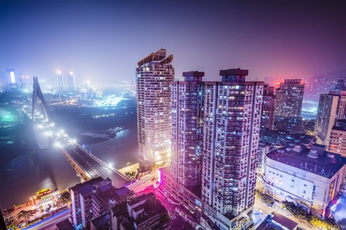 Chongqing, China Downtown Cityscape at night