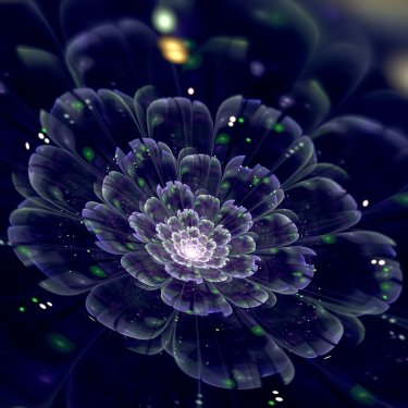 Dark blue fractal flower, digital artwork - 901142859