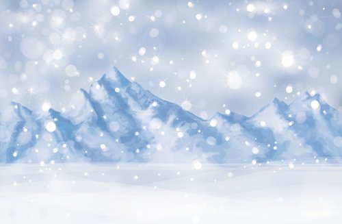 Vector of winter scene with mountain background.