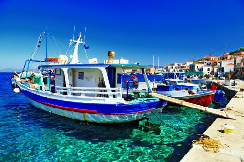 colors of Greece series - traditional fishing boats - 901143156