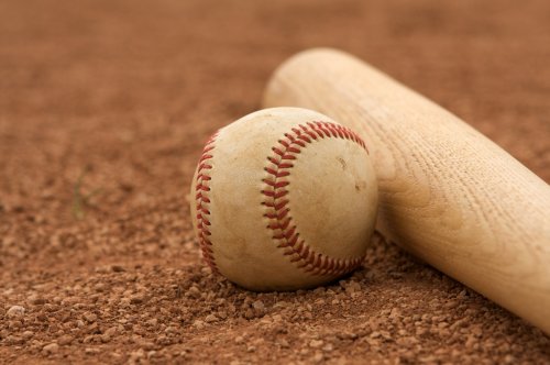 Baseball & Bat on the InField