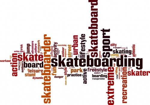 Skateboarding word cloud concept. Vector illustration