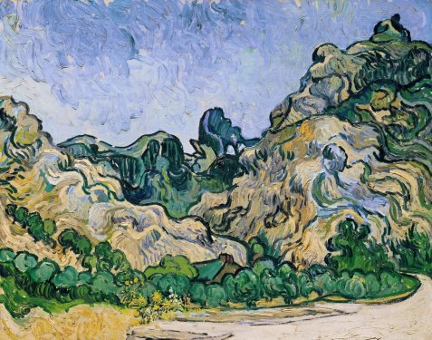 Vincent van Gogh: Mountains at Saint-Remy with Cottage