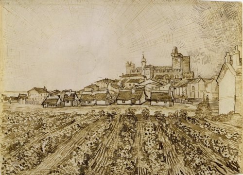 Vincent van Gogh: View of Saintes-Maries with Church and Ramparts