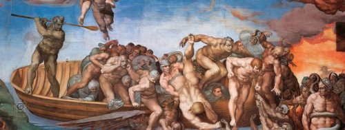 Michelangelo Buonarroti: Last Judgement (fragment, after restoration 1990-94) - 901144879